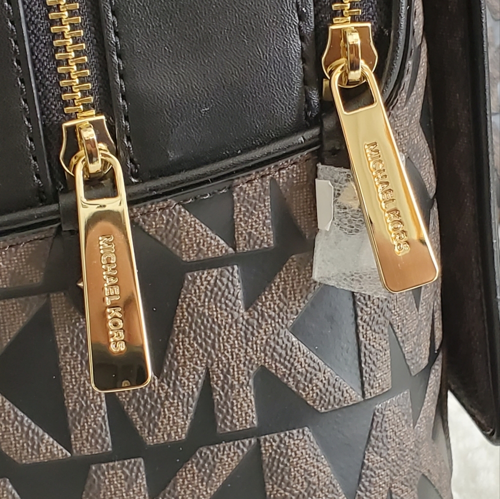 New 🎀 Michael Kors Adina Signature backpack & wallet brown Estampada - Picture 6 of 14